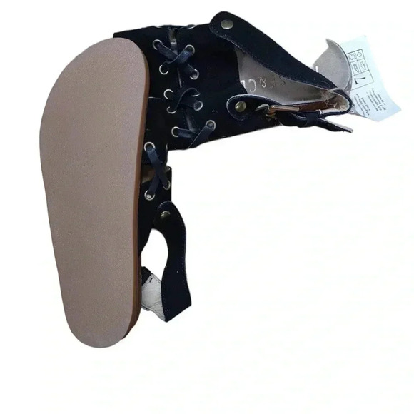 Anthropologie  Musse & Cloud Black Suede Sling Back Sandals Size 7 - Picture 6 of 12